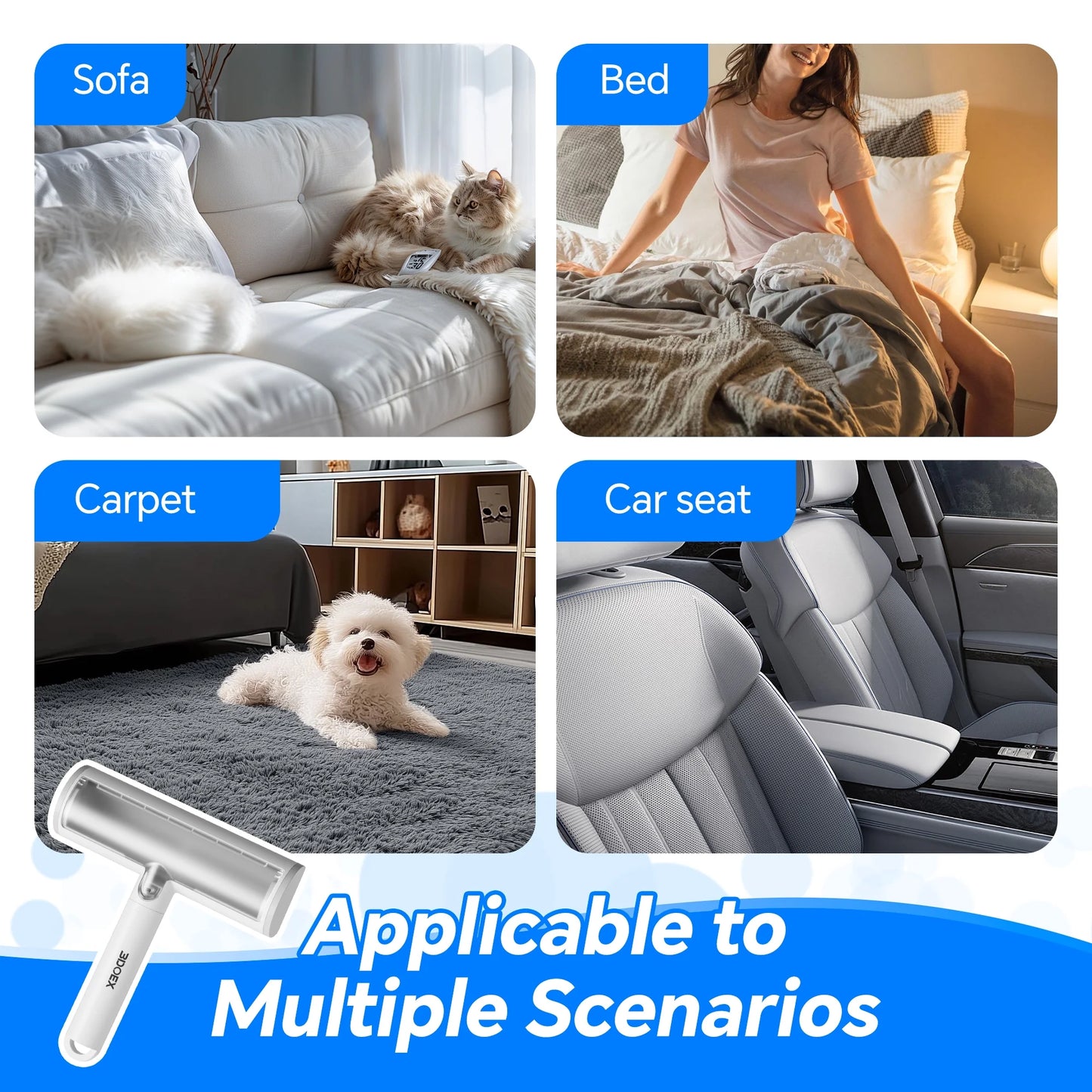 P5 Reusable Pet Hair Remover Static Lint Roller, Cat and Dog Hair Brush for Car Seats, Fabric Sofa, Clothes, Scratching Post, Carpet, Bedding