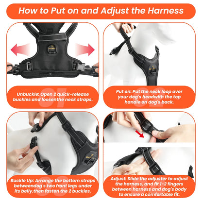 Reflective Dog Harness No Pull Dog Vest Harness with Handle, Breathable Padded Dog Chest Harness Adjustable for Small Dog-Pink