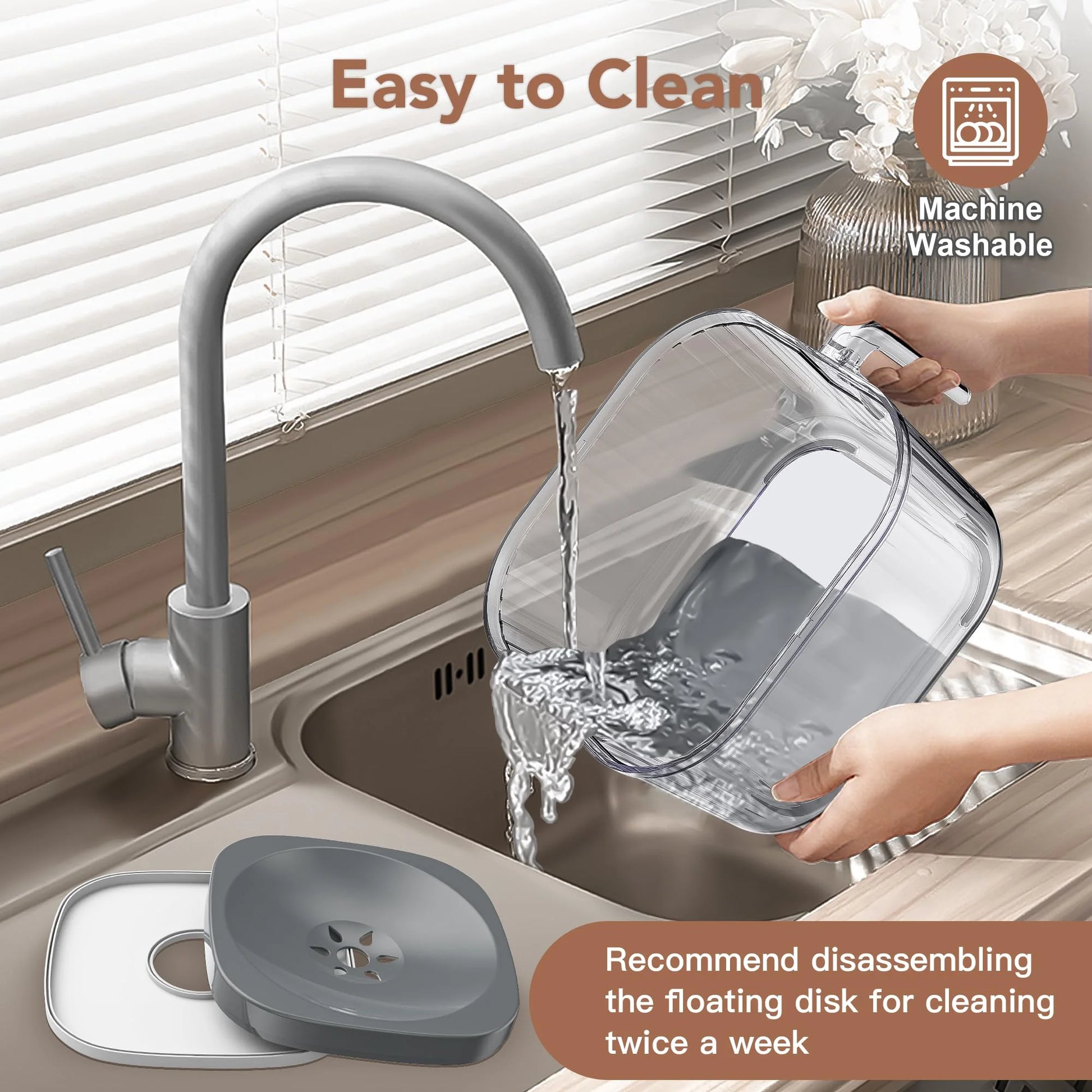 2.5L Dog Water Bowl No Spill, Spill Proof Handheld Dog Bowl for Slow Drinking, anti Splash No Mess Transparent Pet Water Feeder, Vehicle Carried Portable Travel Bowl for Sloppy Messy Drinkers