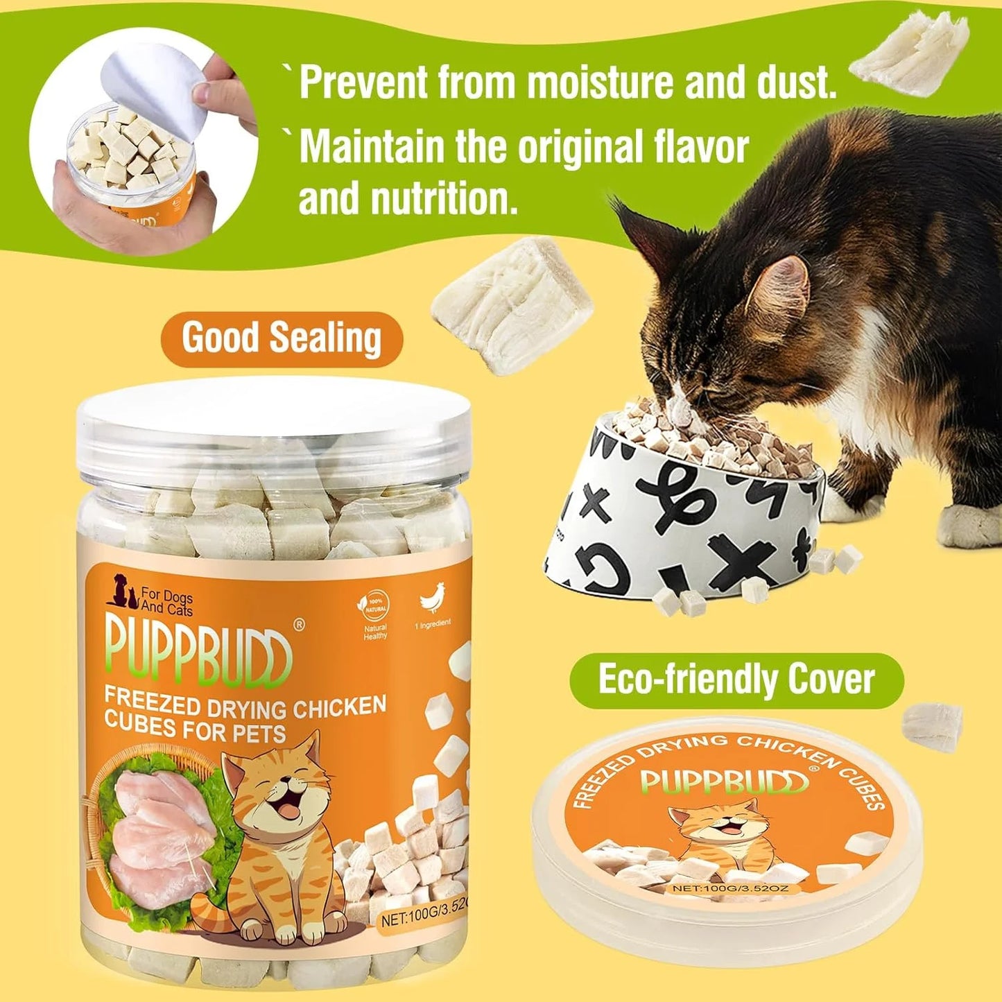 100G Freeze-Dried Chicken Cat & Dog Treats - Crunchy Chicken Snacks for Cats, Natural Pet Training Rewards