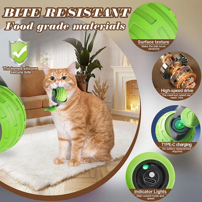 Cat Interactive Ball Toys Rolling Ball Faux Tail Rechargeable Smart Pet Toys Interactive Toys for Indoor Cats（2Pcs)