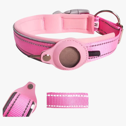 Reflective Airtag Dog Collar,Padded for Apple Air Tag Adjustable Dog Collar with Airtag Holder Case for Heavy Duty Small Medium Large Dogs