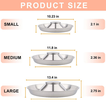 Stainless Steel Puppy Bowl - Large Size (13.4") for Small Dogs & Cats - Raised Slow Feed, Easy to Clean