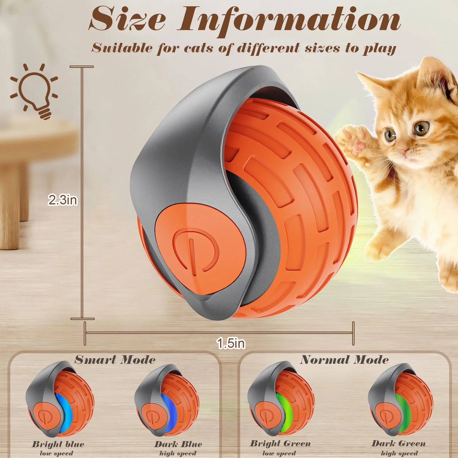 Cat Interactive Ball Toys Rolling Ball Faux Tail Rechargeable Smart Pet Toys Interactive Toys for Indoor Cats（2Pcs)