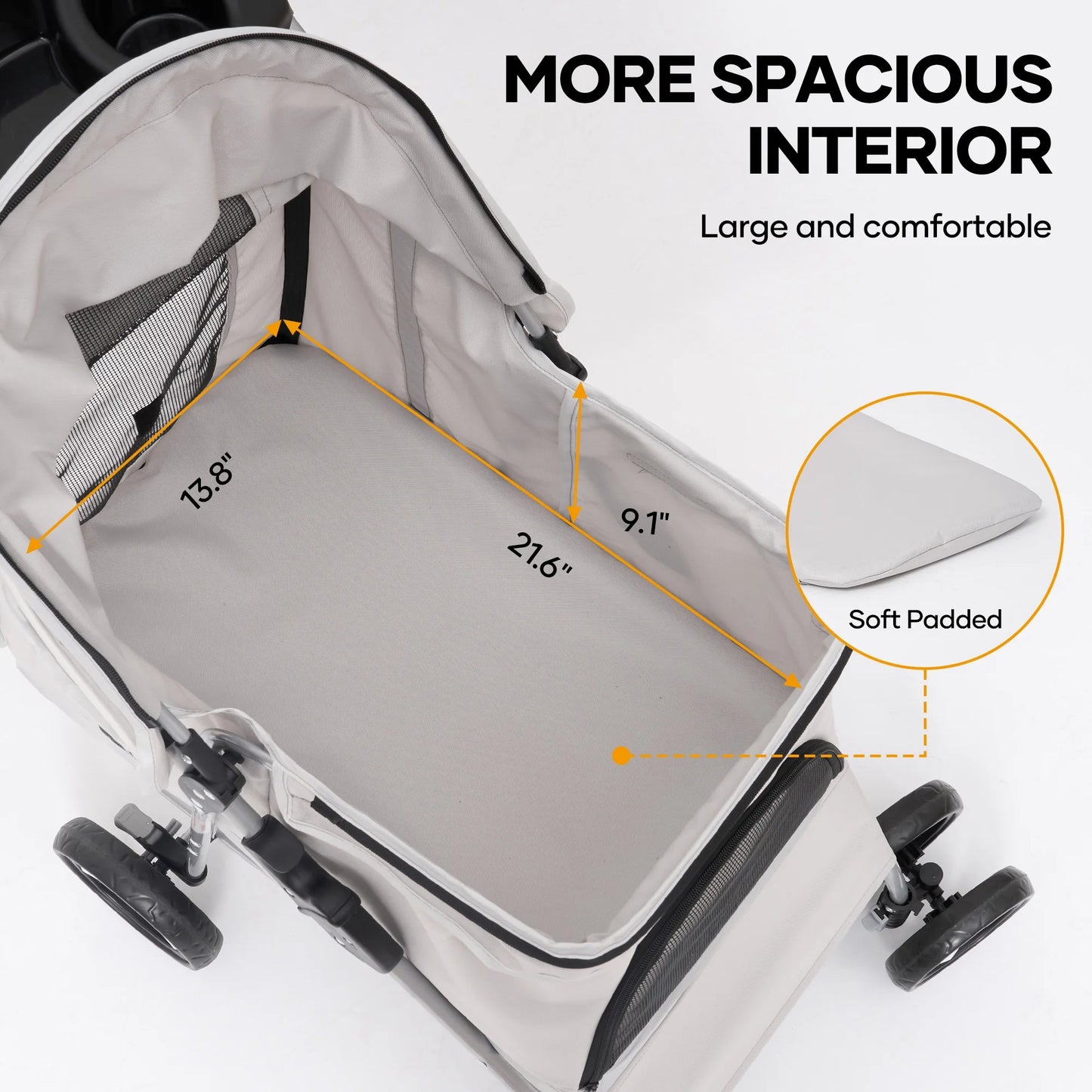 Pet Dog Stroller for Small Dogs and Cats,One-Click Folding 4-Wheel Pet Stroller with Storage Basket/Cup Holder,For Travel/Jogging, Gray