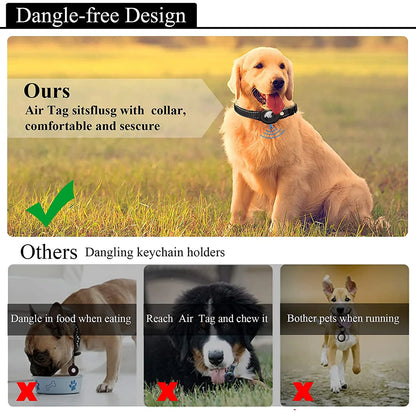 Reflective Airtag Dog Collar,Padded for Apple Air Tag Adjustable Dog Collar with Airtag Holder Case for Heavy Duty Small Medium Large Dogs