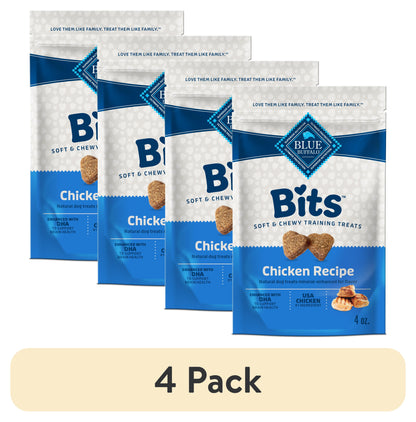 (4 Pack)  Bits Soft Dog Treats for Training, Enhanced with DHA, 4-Oz. Bag