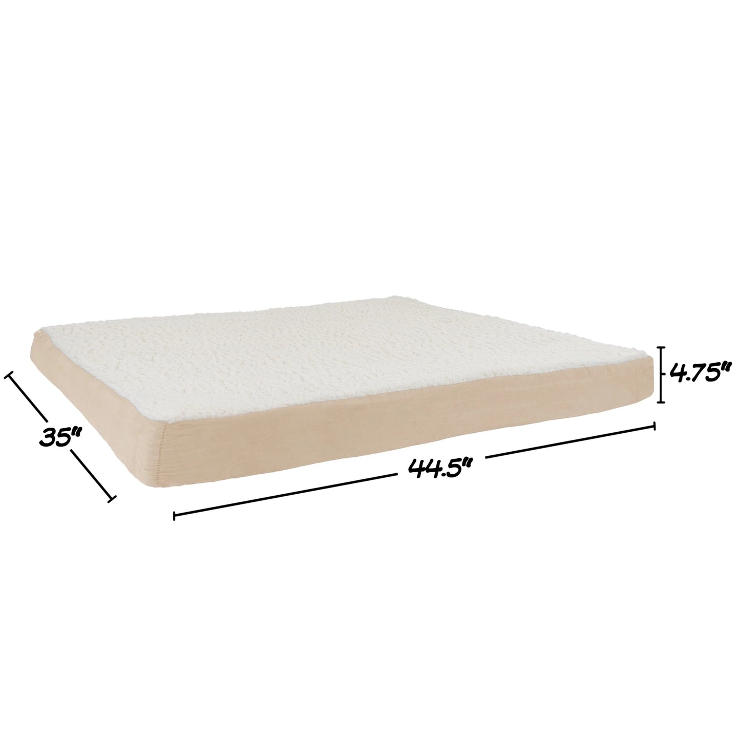 44X35 Orthopedic Dog Bed with Memory Foam and Sherpa Cover, Tan