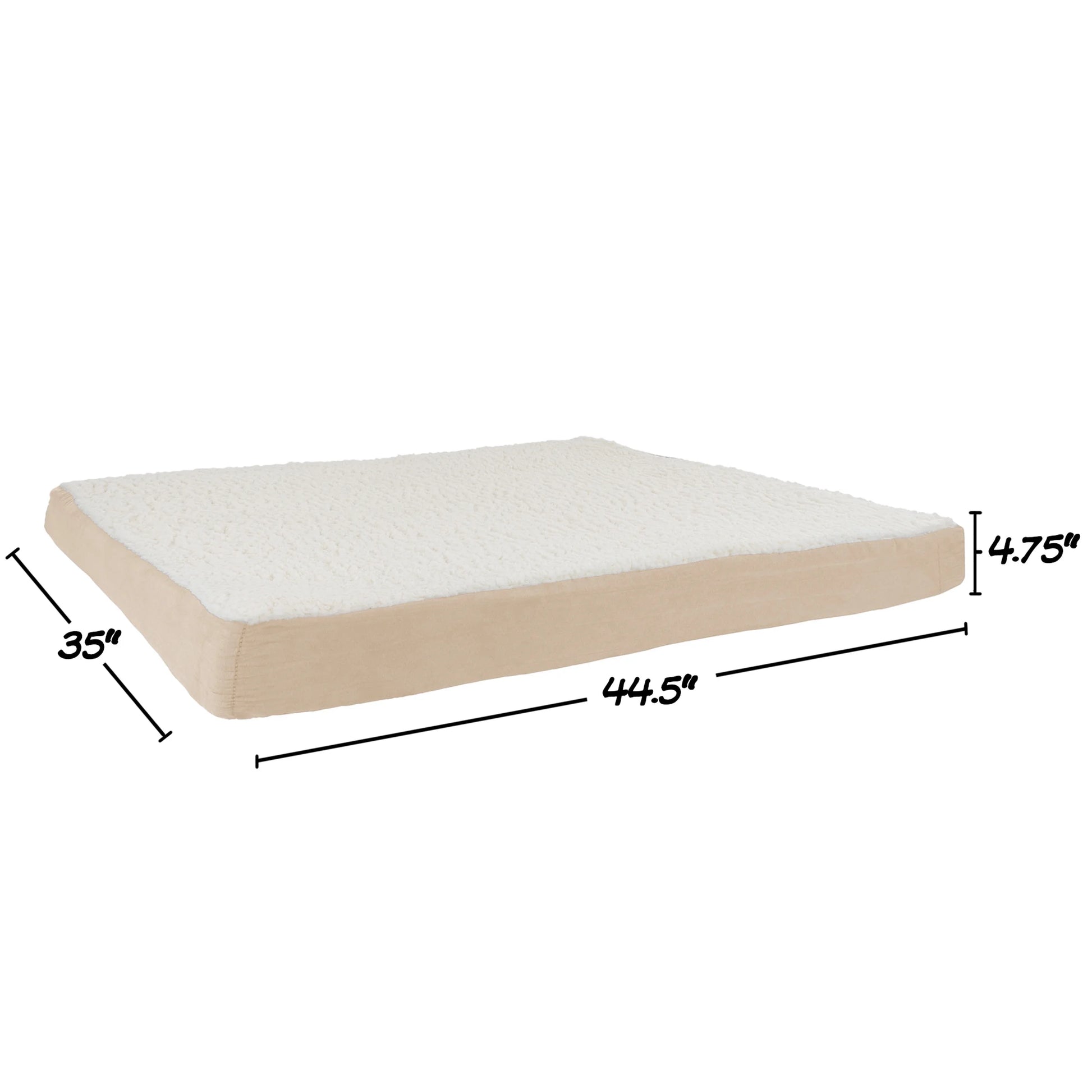 44X35 Orthopedic Dog Bed with Memory Foam and Sherpa Cover, Tan