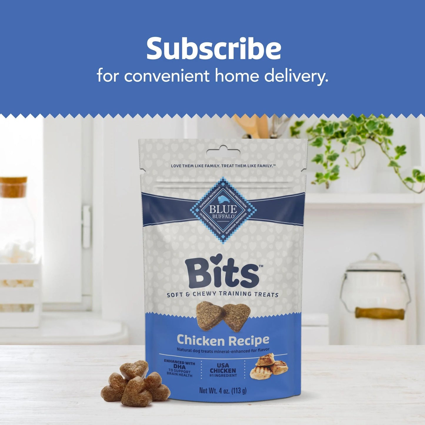 (4 Pack)  Bits Soft Dog Treats for Training, Enhanced with DHA, 4-Oz. Bag