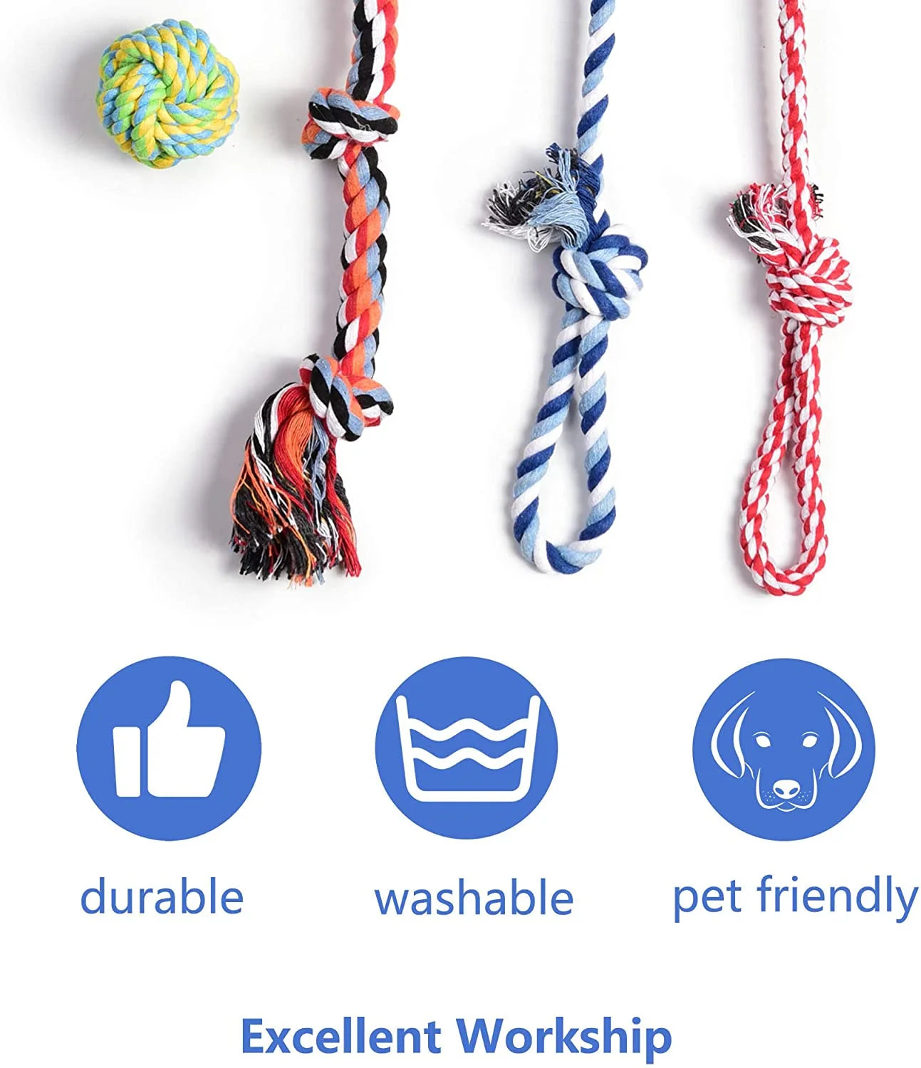 Dog Rope Toys 4 Pack, Sturdy Cotton Chew Tug Ropes Indoor/Outdoor, Exercise Interactive Tug of War Toys Set for Boredom Small-Meidum Dogs