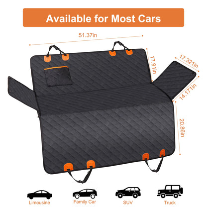 Onekaw Dog Car Seat Cover for Back Seat – All Waterproof Heavy‑Duty 600D Dog Hammock with Seat Belts & Side Flaps – Scratch‑Proof, Non‑Slip Pet Seat Protector for Cars, Trucks & Suvs – Black