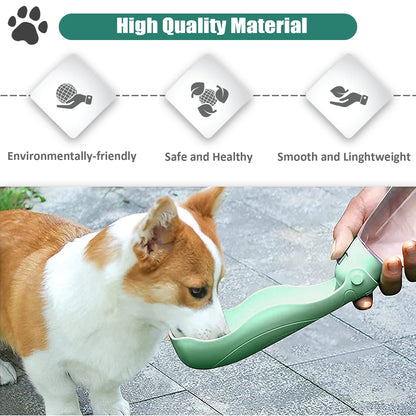 Dog Water Bottle, 4 in 1 Portable Foldable Dog Water Dispenser with Food Storage and Dog Poop Bag Storage for Pets