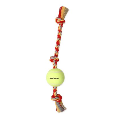 Flossy Chews Cottonblend 3 Knot Tug with Big 6" Tennis Ball Rope Dog Toy, Extra-Large, 36", Assorted Colors