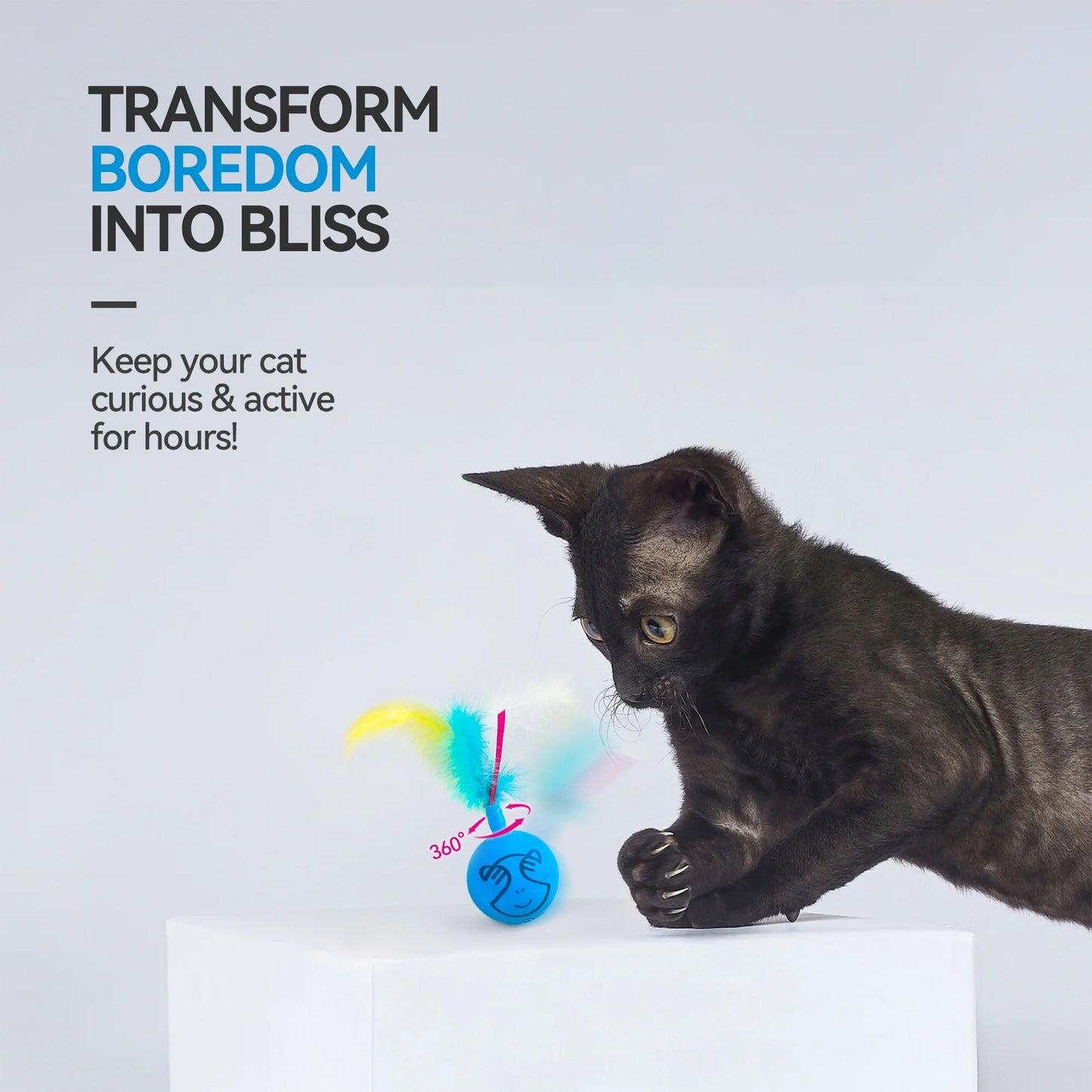 Interactive Cat Toys Ball, Automatic Moving Cat Teaser Toy for Indoor Kitty, Blue