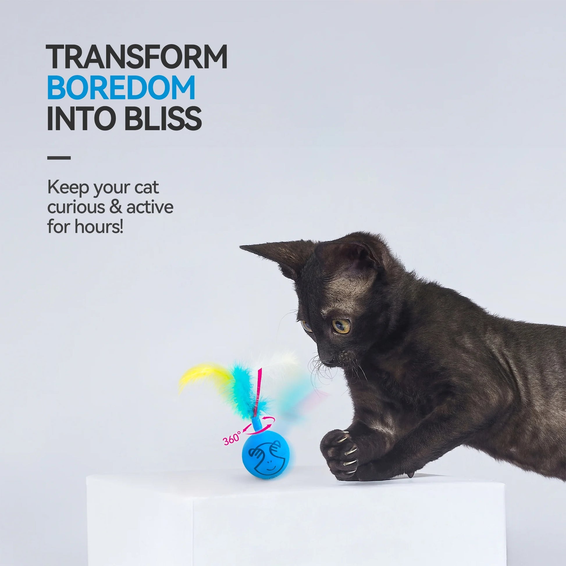 Interactive Cat Toys Ball, Automatic Moving Cat Teaser Toy for Indoor Kitty, Blue