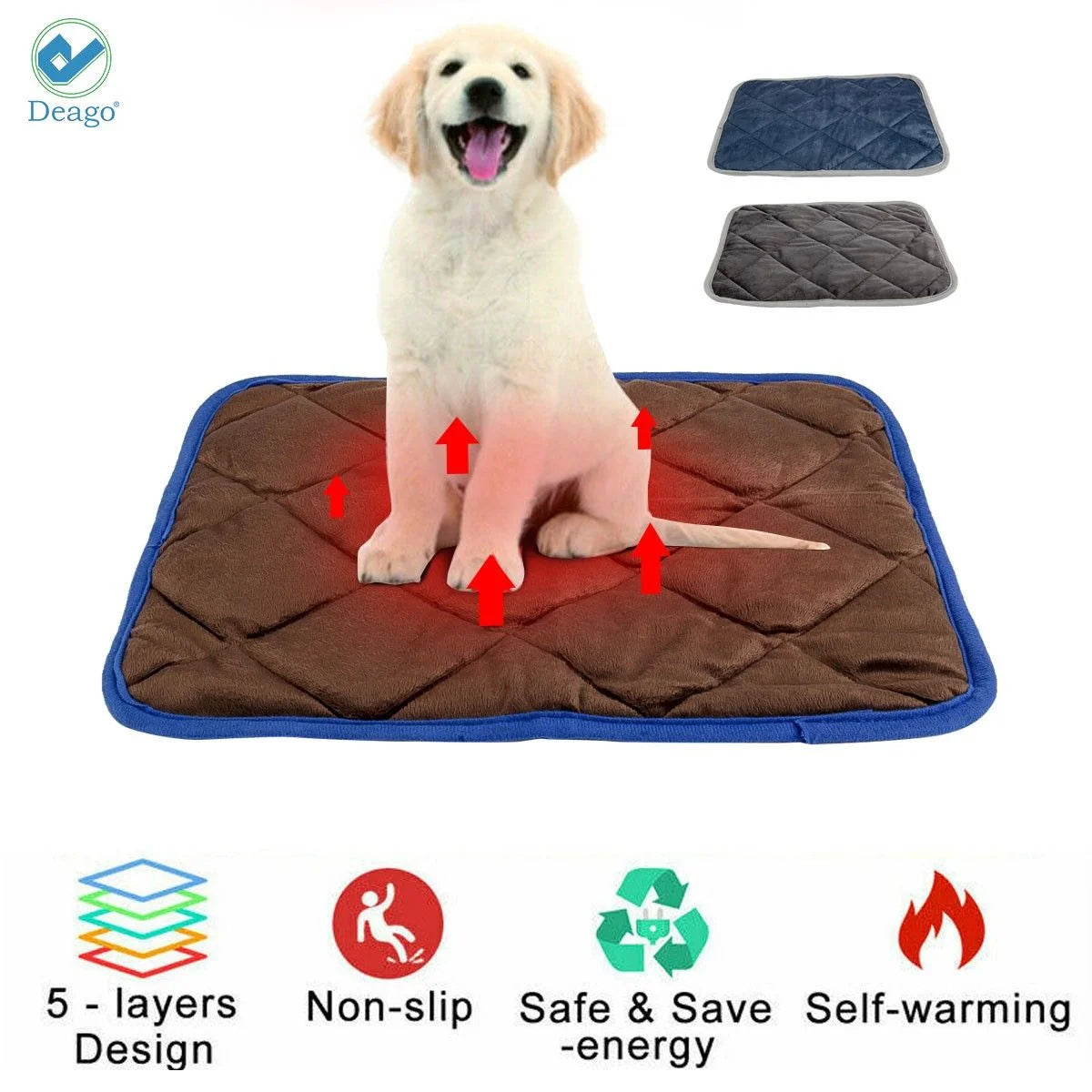 Self Heating Cat Dog Pad / Self-Warming Cat Dog Bed / Thermal Cat Mat for Outdoor and Indoor Pets (Coffee, 18.9" X 27.6")