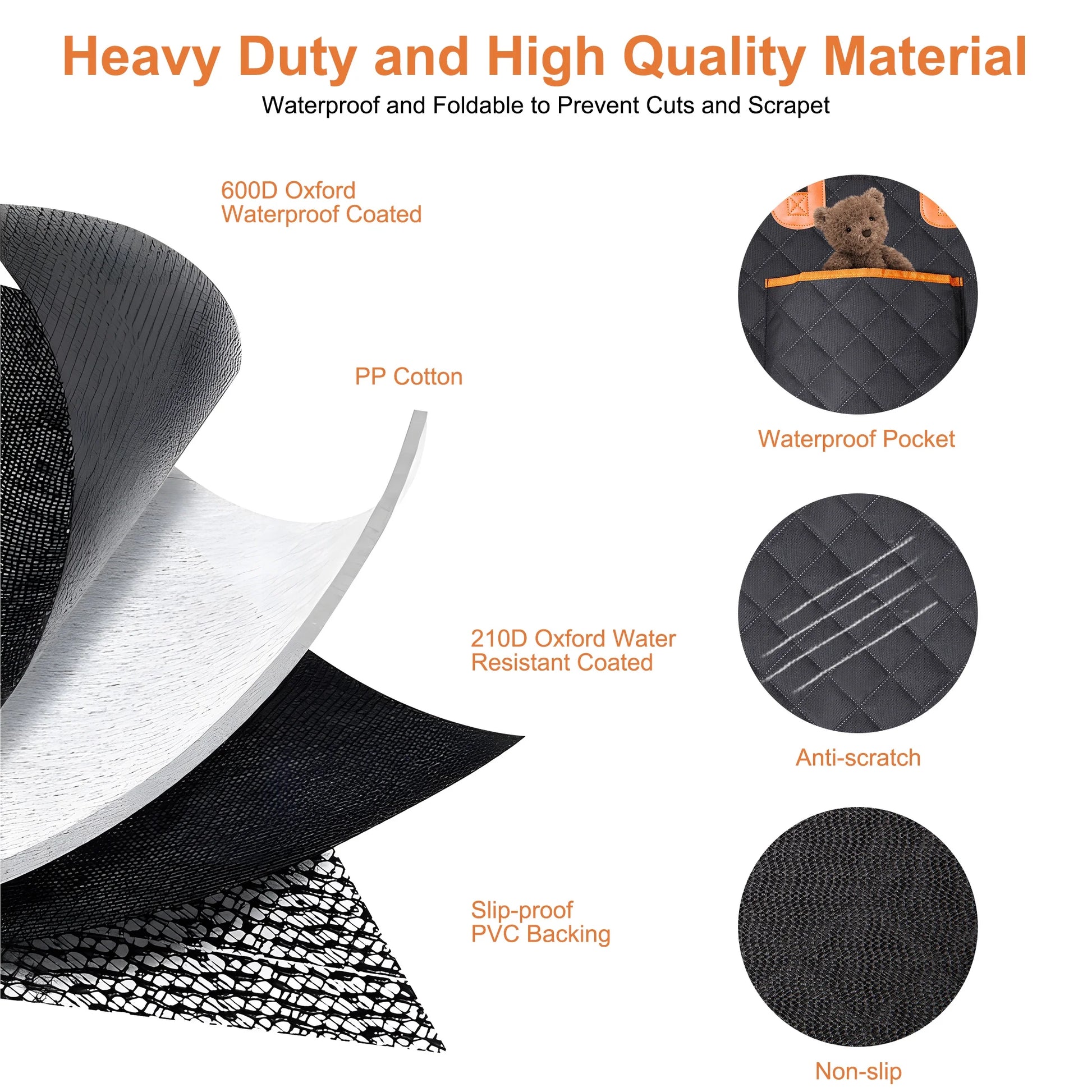 Onekaw Dog Car Seat Cover for Back Seat – All Waterproof Heavy‑Duty 600D Dog Hammock with Seat Belts & Side Flaps – Scratch‑Proof, Non‑Slip Pet Seat Protector for Cars, Trucks & Suvs – Black