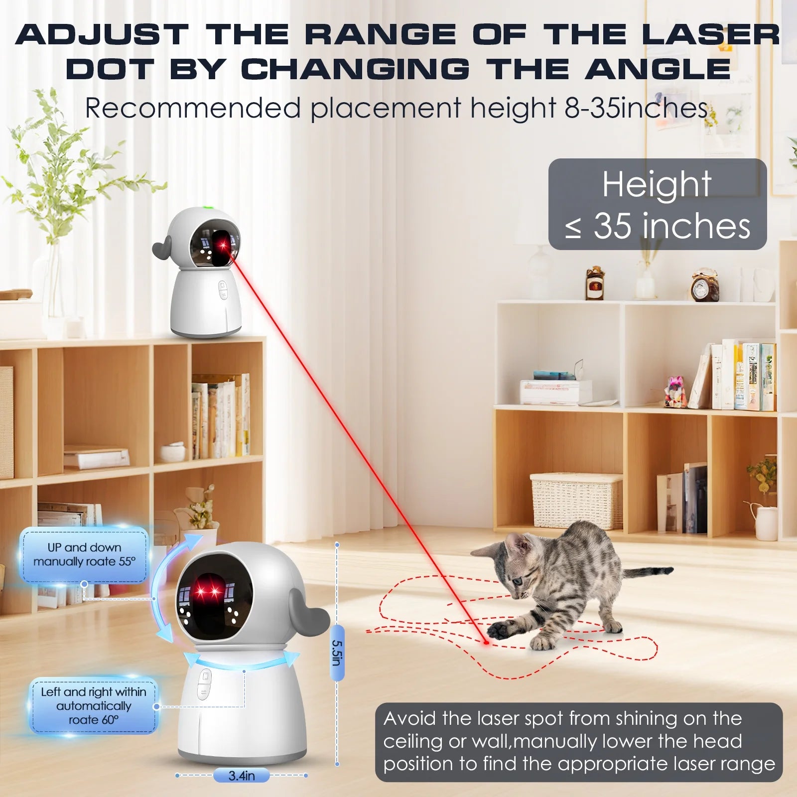 Automatic Cat Laser Toy Rechargeable, Motion Activated Dual Beams, Interactive Fun for Indoor Cats & Kittens