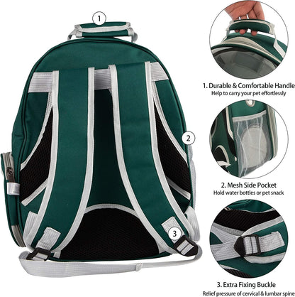 Pet Cat Carrier Backpack Transparent Space Capsule Pet Dog Bubble Bag Hiking Backpack Airline Approved Travel Carrier, Green