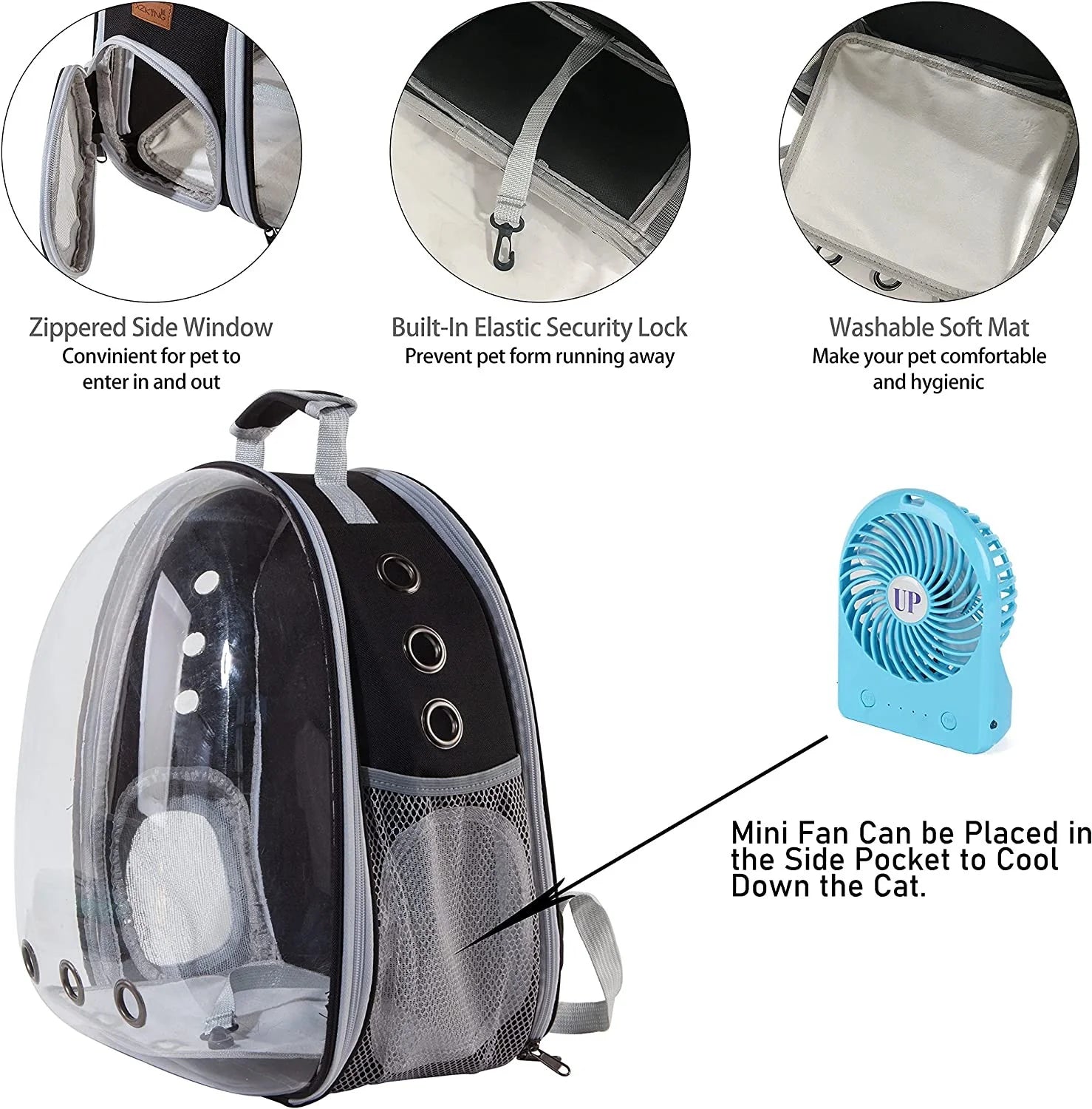 Pet Cat Carrier Backpack Transparent Space Capsule Pet Dog Bubble Bag Hiking Backpack Airline Approved Travel Carrier, Green