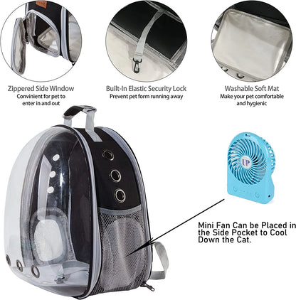 Pet Cat Carrier Backpack Transparent Space Capsule Pet Dog Bubble Bag Hiking Backpack Airline Approved Travel Carrier, Green