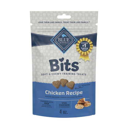 (4 Pack)  Bits Soft Dog Treats for Training, Enhanced with DHA, 4-Oz. Bag
