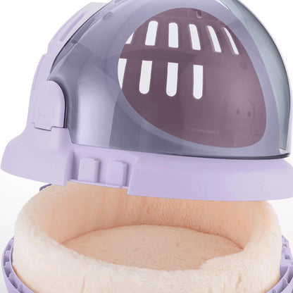 Space Capsule Travel Pet Carrier & Bed in Lavender, Functional for Small Dogs/Cats