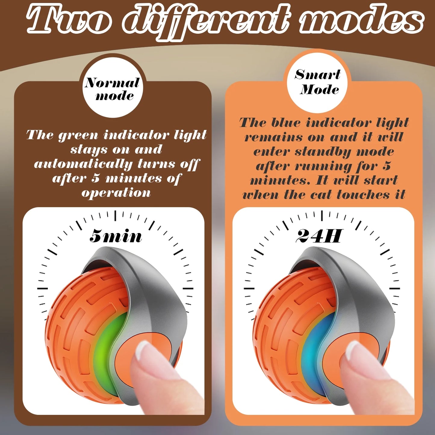 Cat Interactive Ball Toys Rolling Ball Faux Tail Rechargeable Smart Pet Toys Interactive Toys for Indoor Cats（2Pcs)