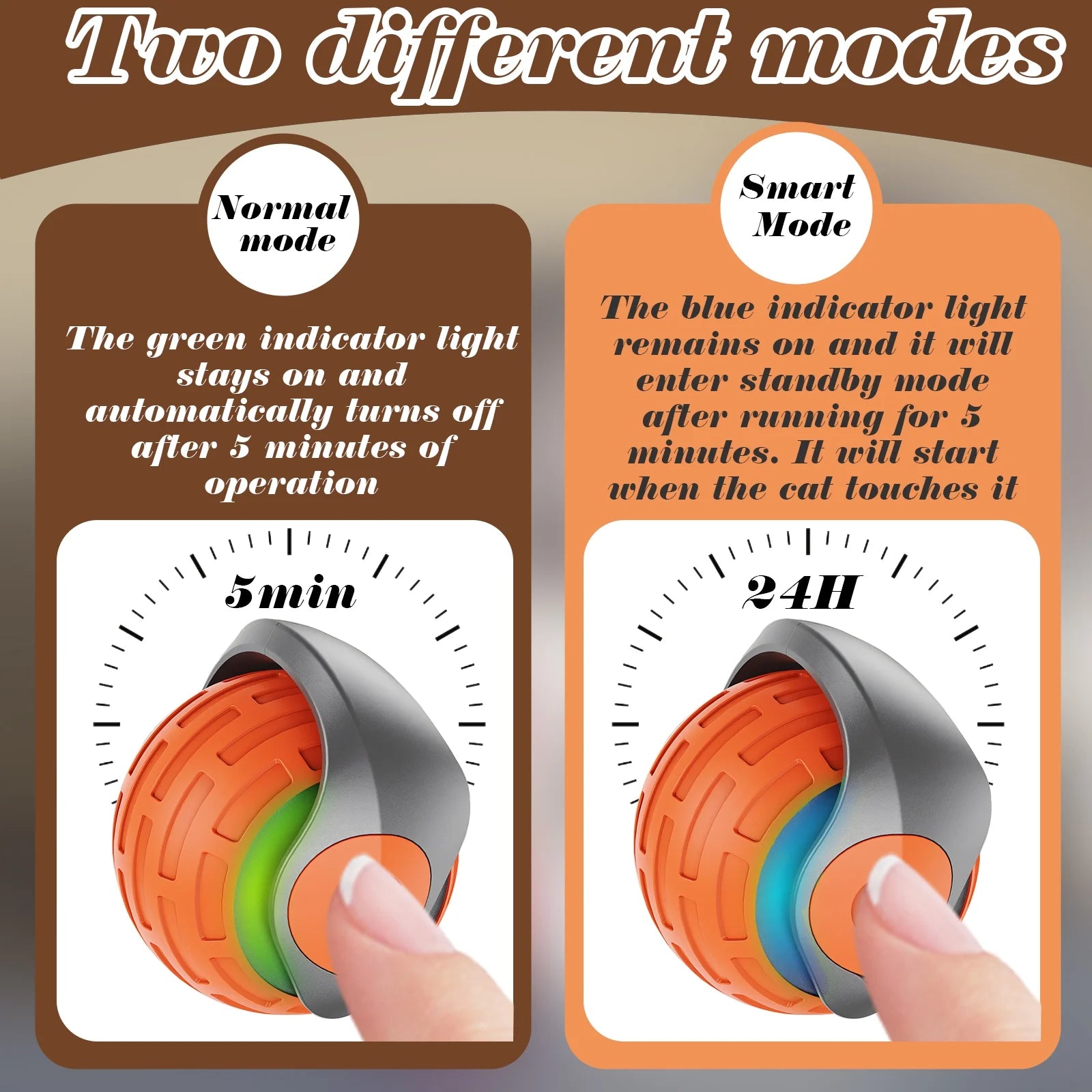Cat Interactive Ball Toys Rolling Ball Faux Tail Rechargeable Smart Pet Toys Interactive Toys for Indoor Cats（2Pcs)