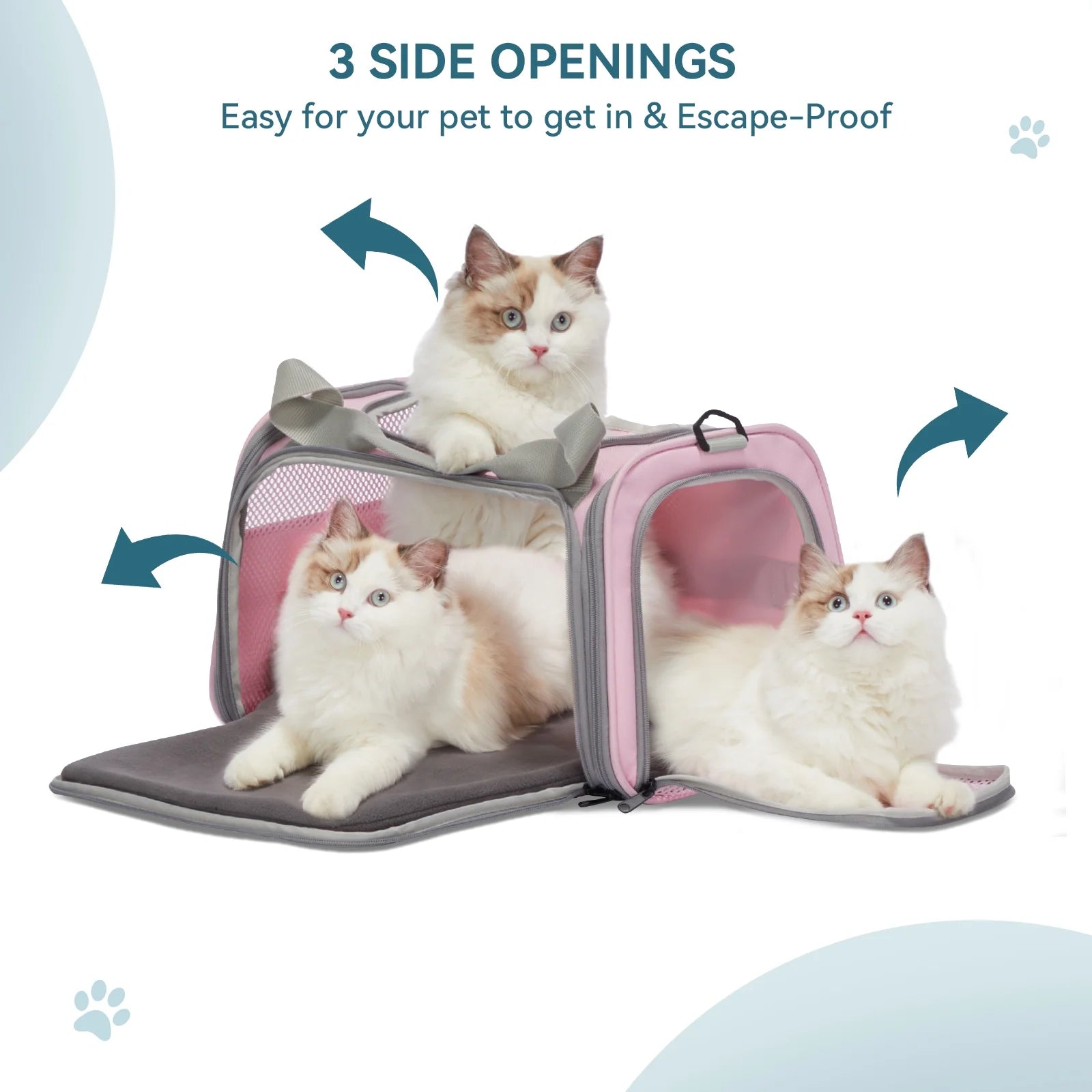 17"Pet Carrier Airline Approved, Cat Travel Carrier for Small and Medium Cats，Under 20 Lbs, Pink