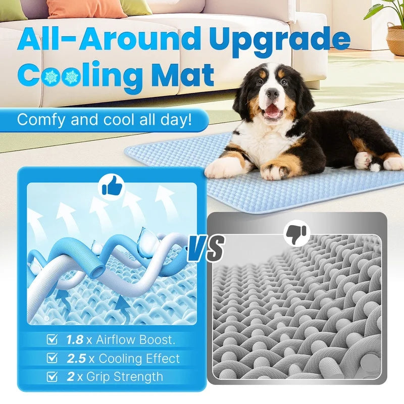 Dog Cooling Mat Breathable Cooling Pad for Dog Cats Washable Pet Cooling Mat for Indoor Outdoor Pets with Non-Slip Bottom Summer Heat Relief Portable Medium, 36X24 Inch, Blue