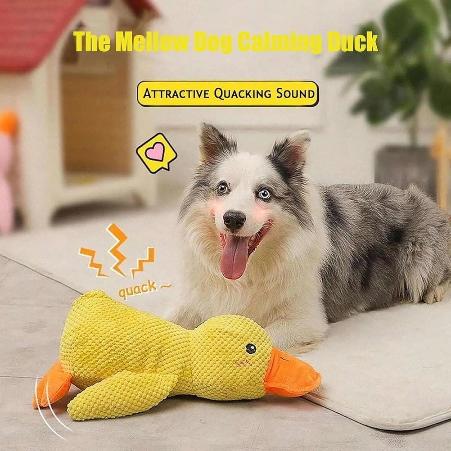 Mellow Dog Calming Duck, 2025 New Calming Duck Dog Toy, Calming Ducks Dog Toy, the Mellow Dogs Calming Pillow with Quacking Sound, Soft Stuffed Ducks Dogs Toys for Indoor Puppy Small
