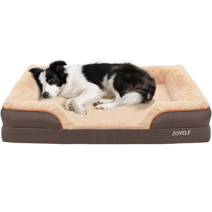 Orthopedic Dog Bed for Medium to Large Dogs, Foam Sofa Couch Bed, Bolster Waterproof Pet Bed with Washable Cover and Nonskid Bottom, Durable Dog Bed Couch or Comfortable Sleep