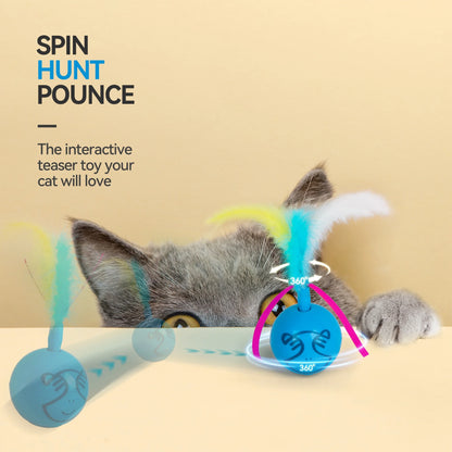 Interactive Cat Toys Ball, Automatic Moving Cat Teaser Toy for Indoor Kitty, Blue