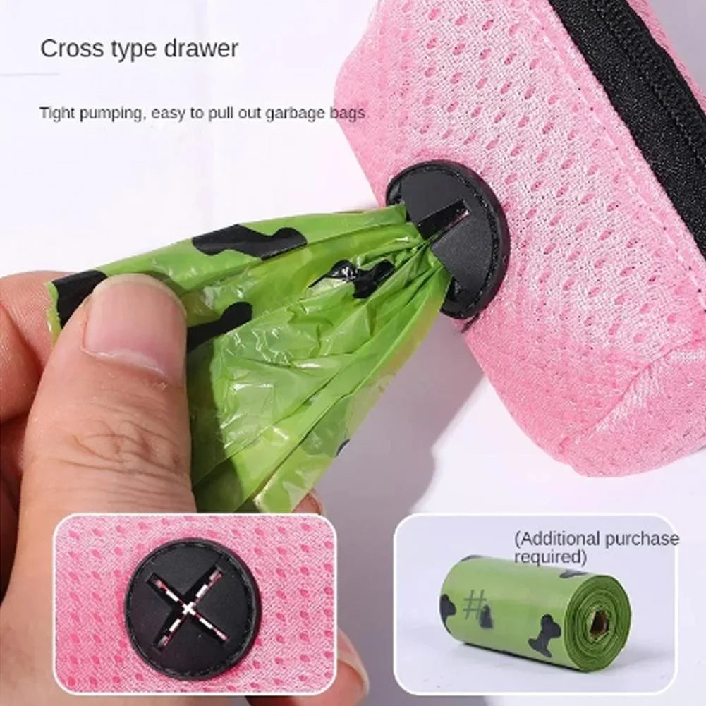 Dog Poop Bag Holder Mesh Doggy Bag Dispenser Pet Waste Bag Holder Hangable Dog Poop Holder for Picking up Poo after Your Dog for Travel Walking Hiking Y4P1
