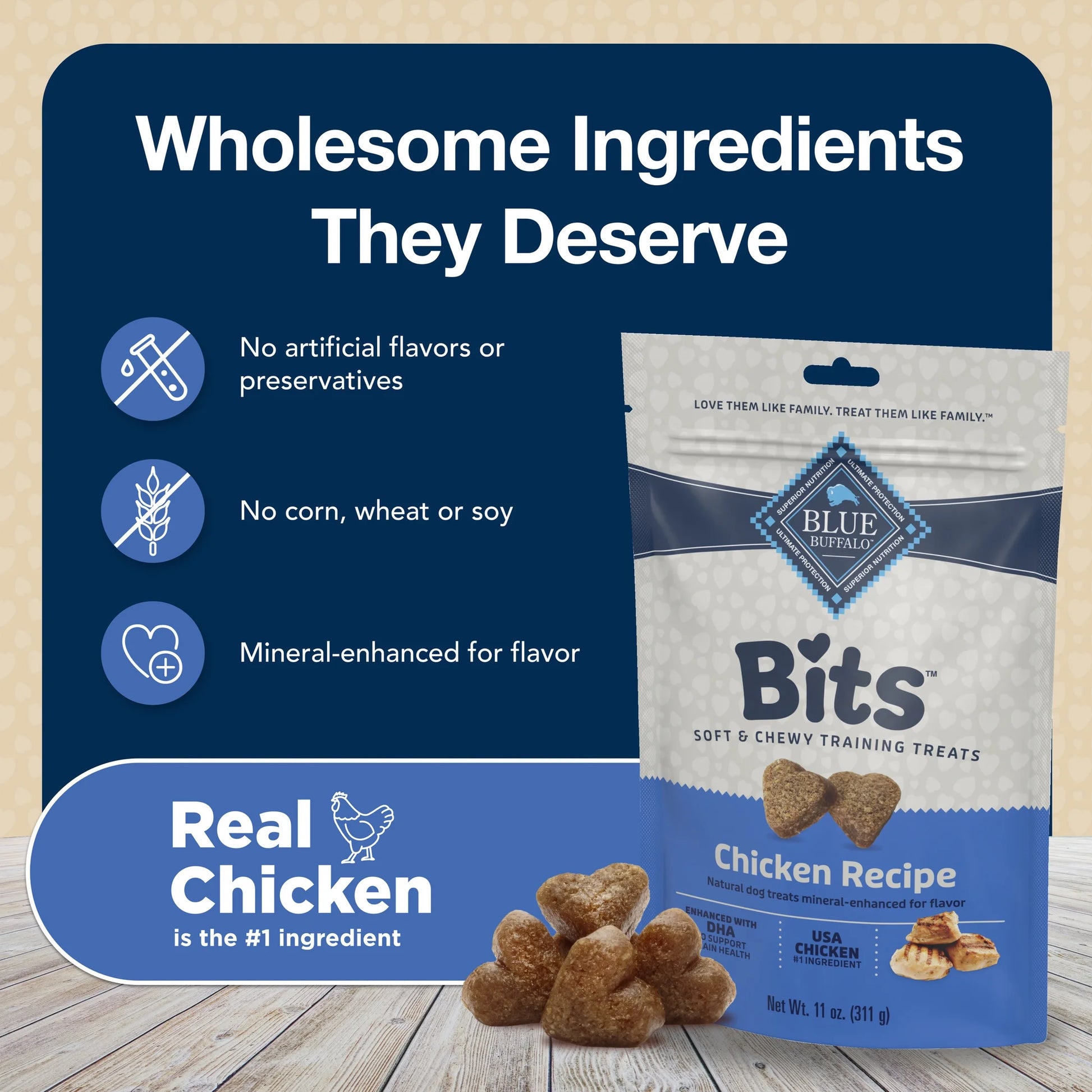(4 Pack)  Bits Soft Dog Treats for Training, Enhanced with DHA, 4-Oz. Bag