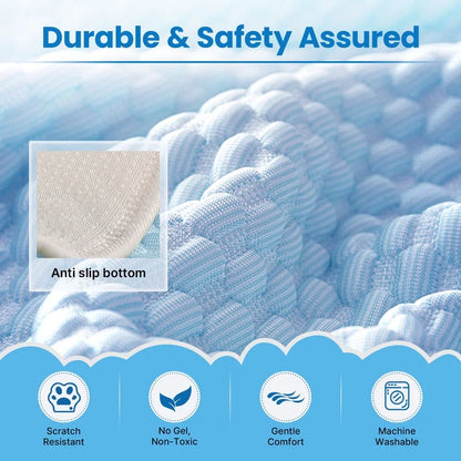 Dog Cooling Mat Breathable Cooling Pad for Dog Cats Washable Pet Cooling Mat for Indoor Outdoor Pets with Non-Slip Bottom Summer Heat Relief Portable Medium, 36X24 Inch, Blue