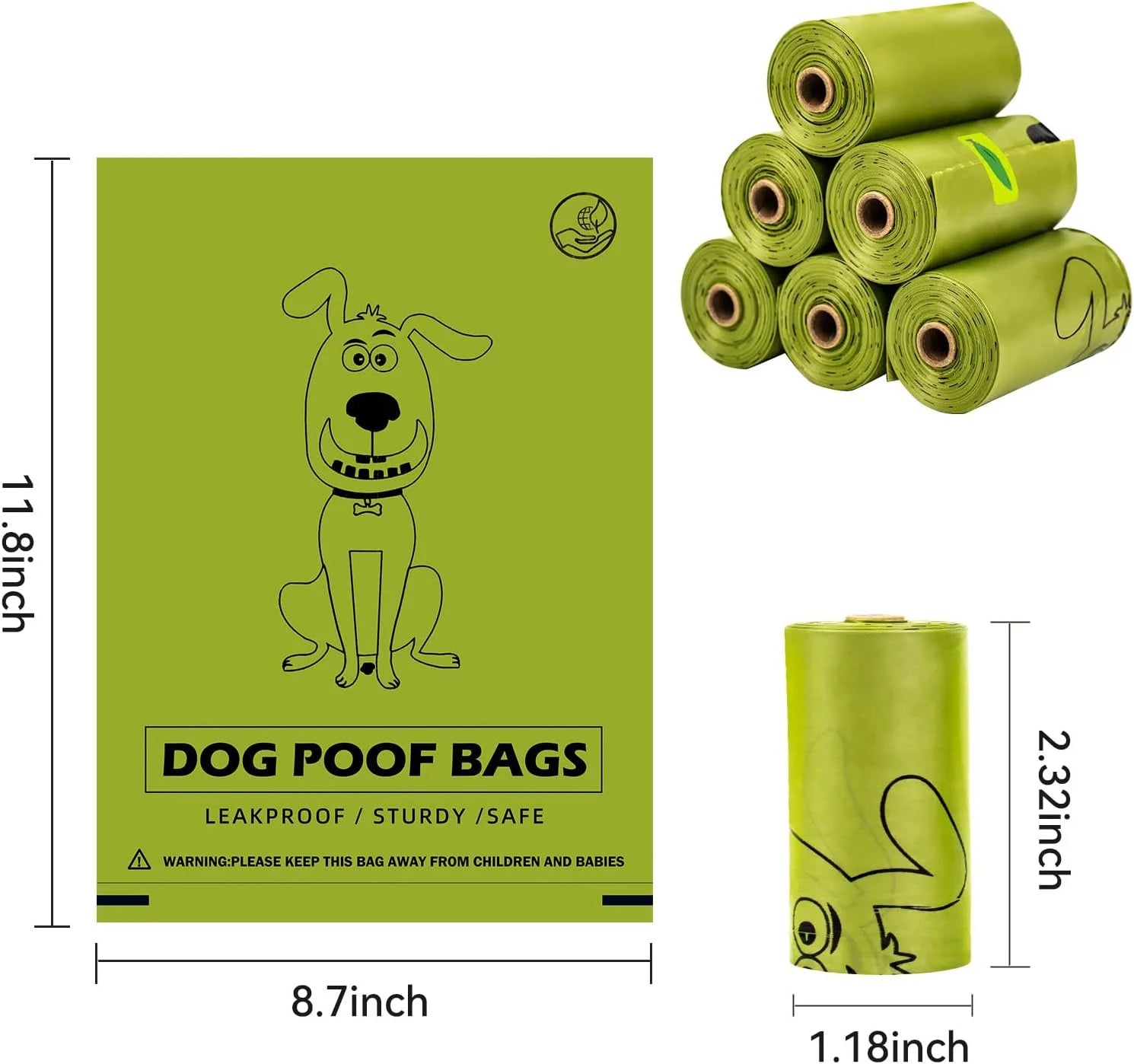 Dog Poop Bags 270 Count Dog Waste Bags with Dispenser Leak Proof Extra Thick Strong for Dogs Cats Litter Outdoor Puppy Walking, Green