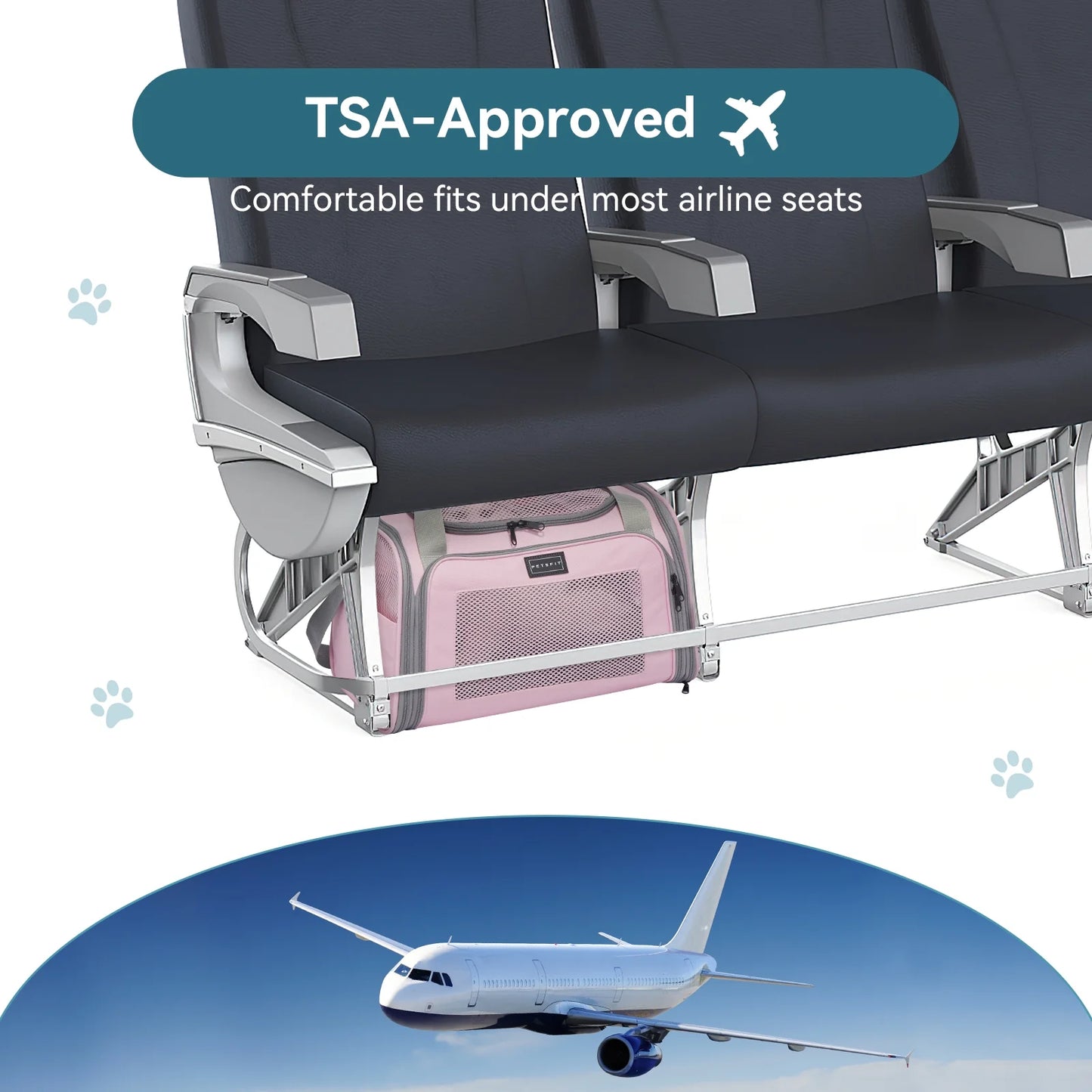 17"Pet Carrier Airline Approved, Cat Travel Carrier for Small and Medium Cats，Under 20 Lbs, Pink