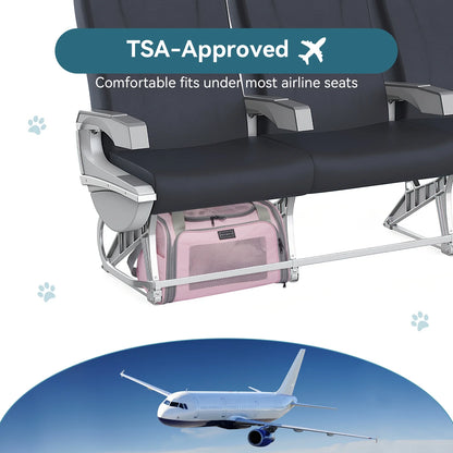 17"Pet Carrier Airline Approved, Cat Travel Carrier for Small and Medium Cats，Under 20 Lbs, Pink