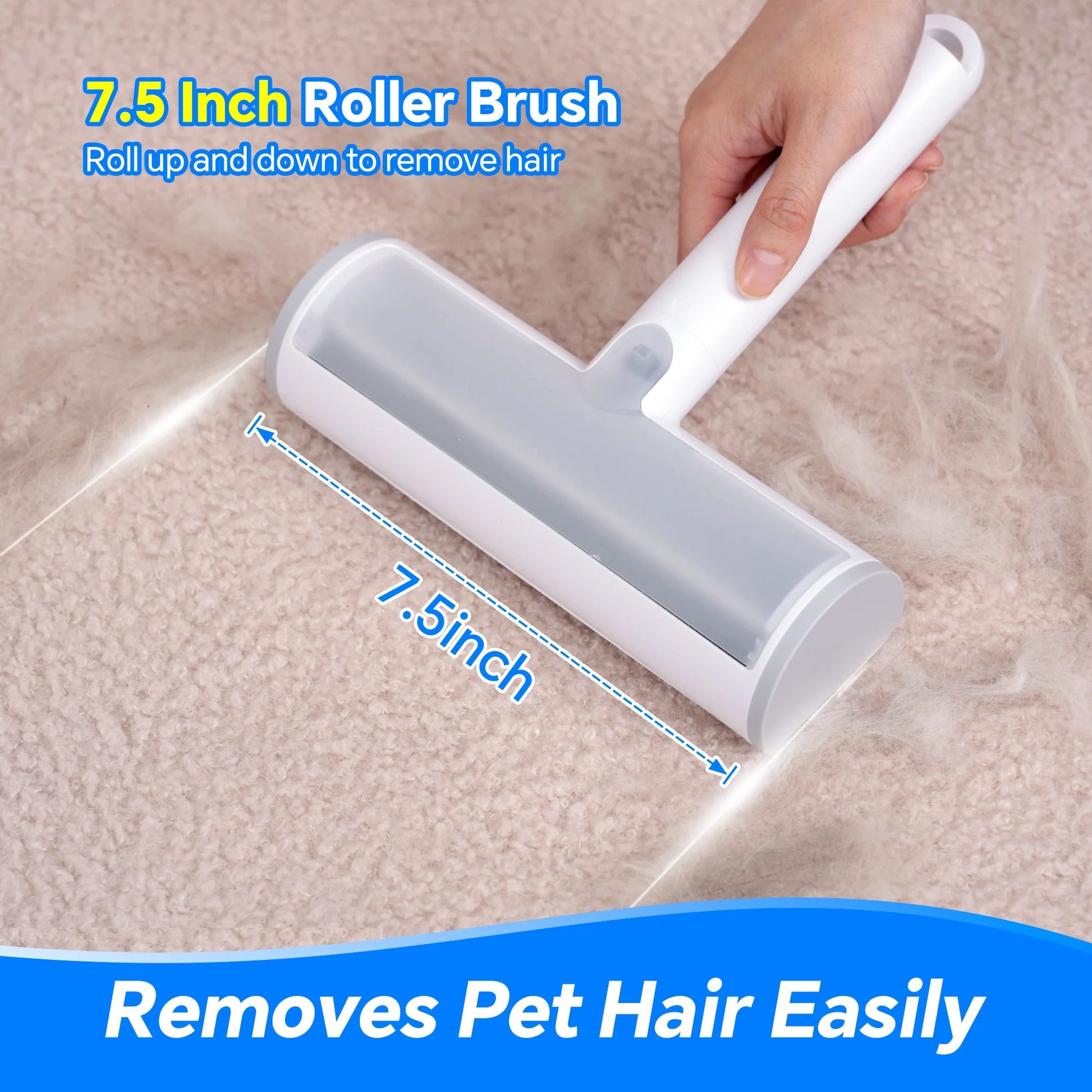 P5 Reusable Pet Hair Remover Static Lint Roller, Cat and Dog Hair Brush for Car Seats, Fabric Sofa, Clothes, Scratching Post, Carpet, Bedding
