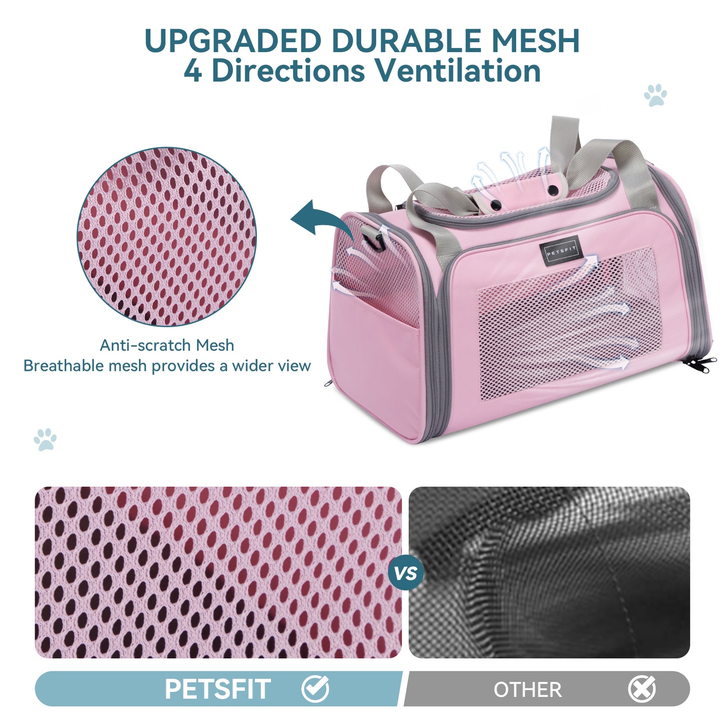 17"Pet Carrier Airline Approved, Cat Travel Carrier for Small and Medium Cats，Under 20 Lbs, Pink