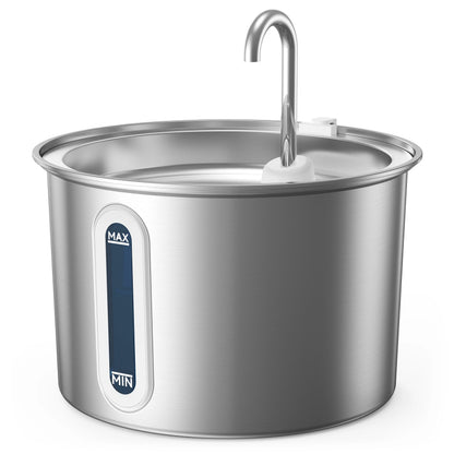PWF-001 304 Stainless Steel Cat Water Fountain, 2L Water Fountains for Cats Indoor - Silver