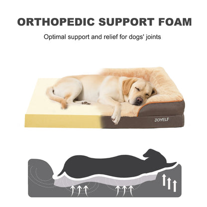 Orthopedic Dog Bed for Medium to Large Dogs, Foam Sofa Couch Bed, Bolster Waterproof Pet Bed with Washable Cover and Nonskid Bottom, Durable Dog Bed Couch or Comfortable Sleep