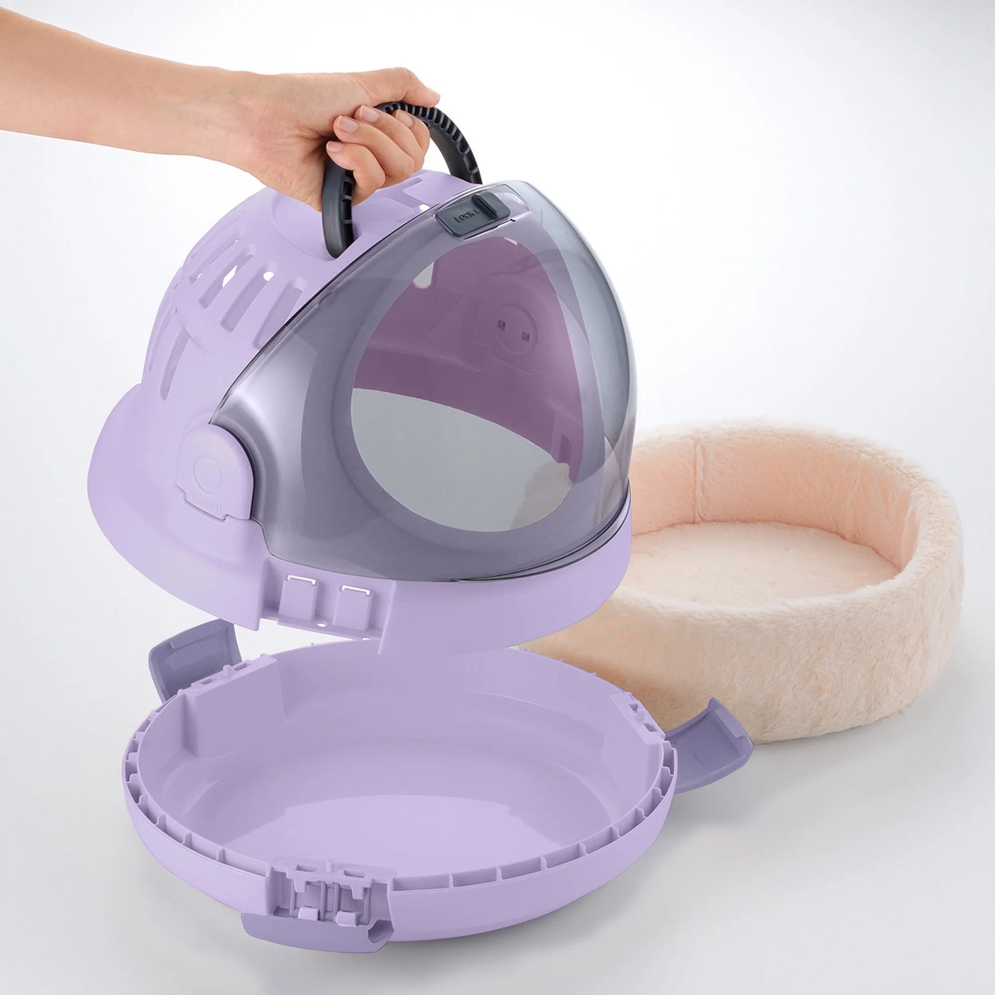 Space Capsule Travel Pet Carrier & Bed in Lavender, Functional for Small Dogs/Cats