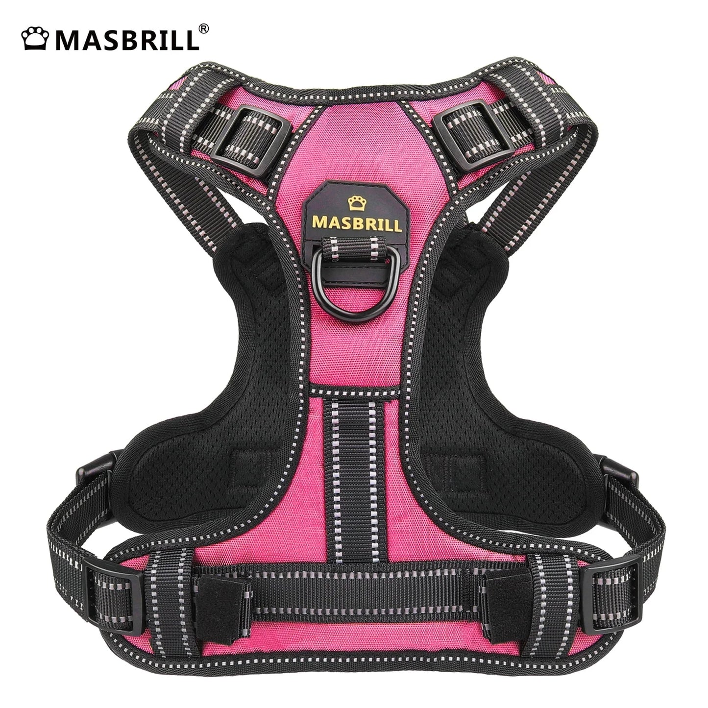 Reflective Dog Harness No Pull Dog Vest Harness with Handle, Breathable Padded Dog Chest Harness Adjustable for Small Dog-Pink
