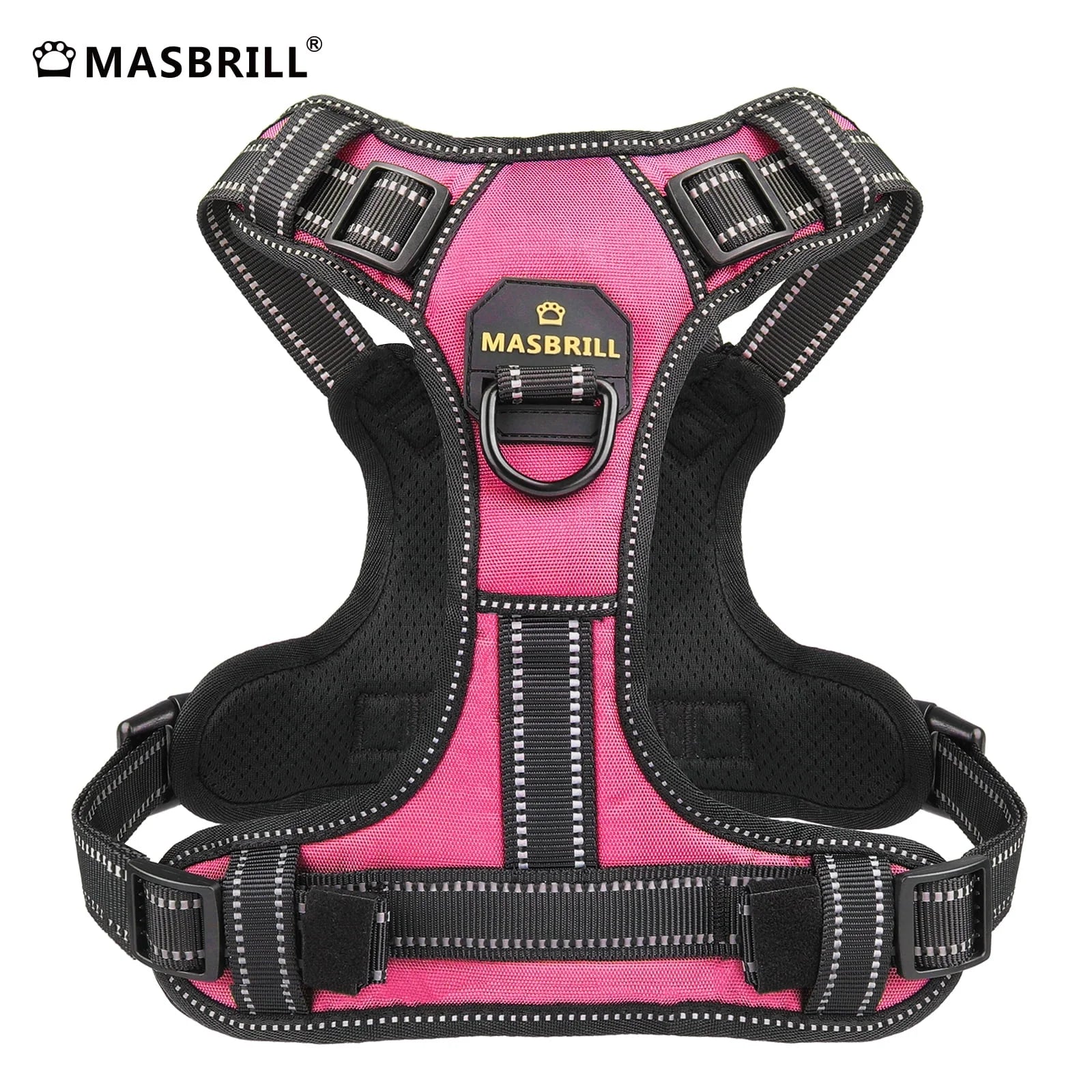 Reflective Dog Harness No Pull Dog Vest Harness with Handle, Breathable Padded Dog Chest Harness Adjustable for Small Dog-Pink