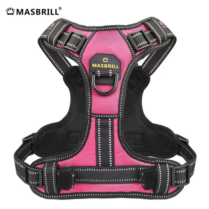 Reflective Dog Harness No Pull Dog Vest Harness with Handle, Breathable Padded Dog Chest Harness Adjustable for Small Dog-Pink
