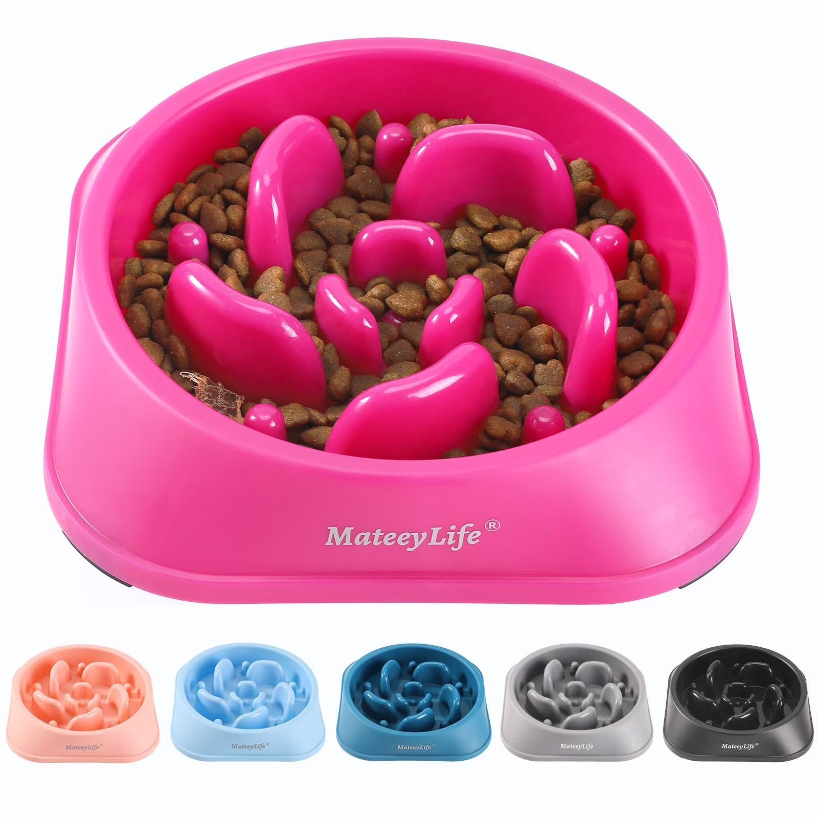 Slow Feeder Dog Bowls, Anti-Choking Puzzle Dog Food Bowls, Non Slip Interactive Dog Feeding Bowls That Slow down Eating, Bloat Stop Maze Dog Dishes Dog Feeder for Medium Large Breeds Purple
